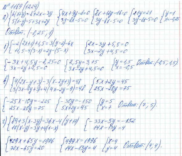 Ответ к задаче № 1169 (1224) - Рабочая тетрадь Макарычев Ю.Н., Миндюк Н.Г., Нешков К.И., гдз по алгебре 7 класс